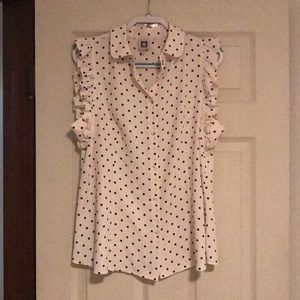 Anne Klein dress top poka dot black and white